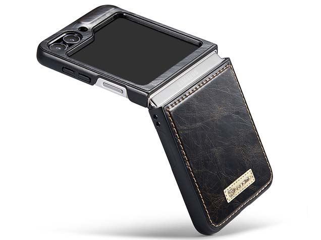 CaseMe Slim Synthetic Leather Case for Samsung Galaxy Z Flip5 - Brown Leather Wallet Case