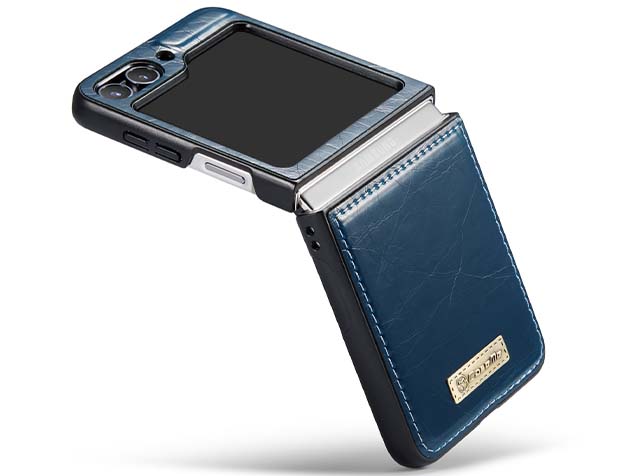 CaseMe Slim Synthetic Leather Case for Samsung Galaxy Z Flip5 - Teal Leather Wallet Case