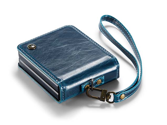 CaseMe Flip Case with Accessories for Samsung Galaxy Z Flip5 - Teal Leather Wallet Case