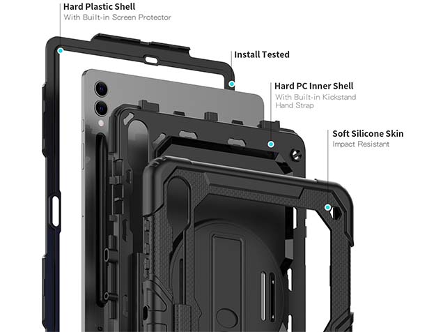 Rugged Impact Case for Samsung Galaxy Tab S9+ - Classic Black