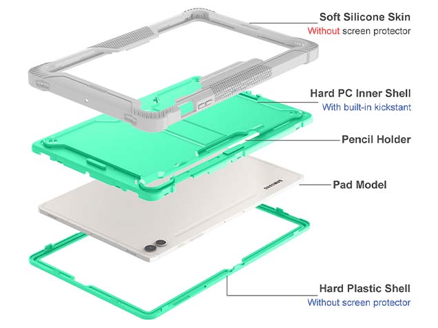Impact Case for the Samsung Galaxy Tab S9+ - Mint/Grey
