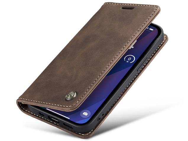 CaseMe Slim Synthetic Leather Wallet Case with Stand for iPhone 15 - Chocolate Leather Wallet Case