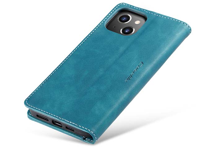 CaseMe Slim Synthetic Leather Wallet Case with Stand for iPhone 15 Plus - Teal