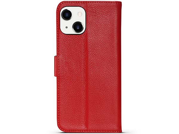 Premium Leather Wallet Case for Apple iPhone 15 Plus - Red Leather Wallet Case