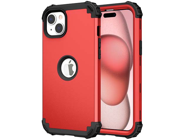 Defender Case for iPhone 15 Plus - Red Impact Case