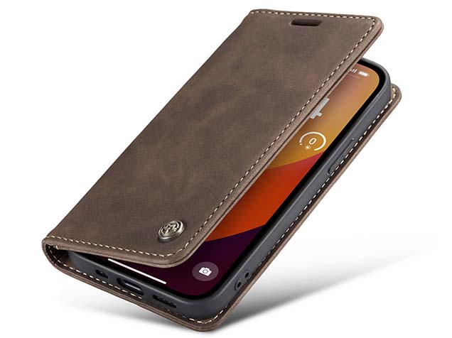 CaseMe Slim Synthetic Leather Wallet Case with Stand for iPhone 15 Pro - Chocolate Leather Wallet Case