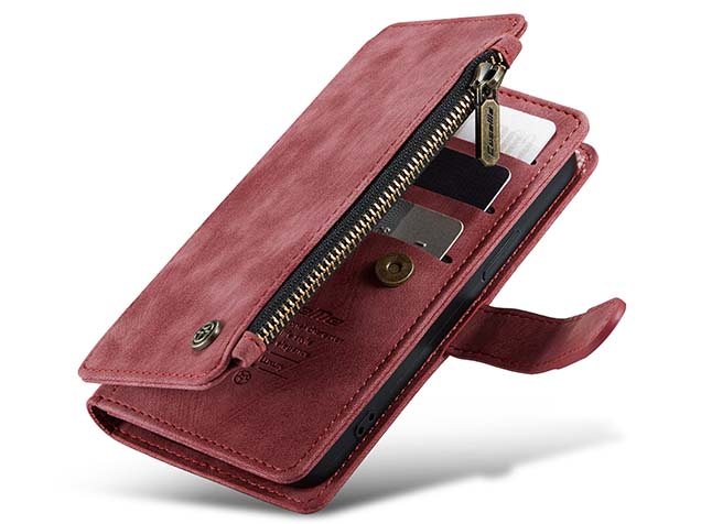 CaseMe Synthetic Leather Wallet Case with Zipper Pocket for iPhone 15 Pro - Blush