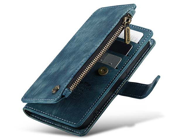 CaseMe Synthetic Leather Wallet Case with Zipper Pocket for iPhone 15 Pro - Teal