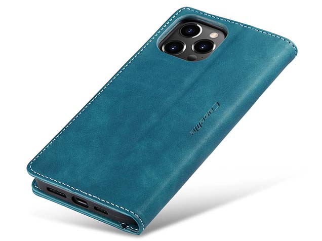 CaseMe Slim Synthetic Leather Wallet Case with Stand for iPhone 15 Pro Max - Teal