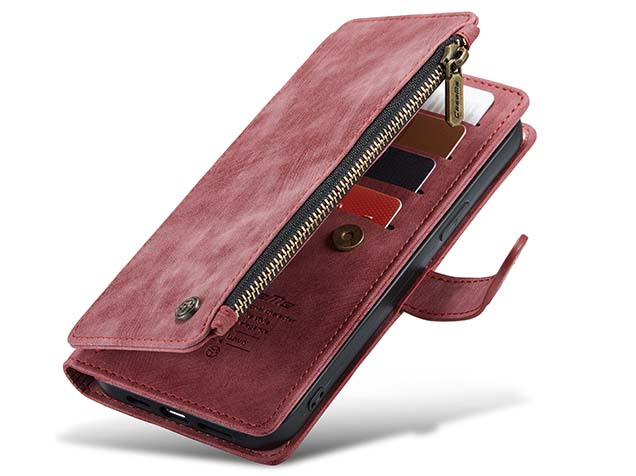 CaseMe Synthetic Leather Wallet Case with Zipper Pocket for iPhone 15 Pro Max - Blush