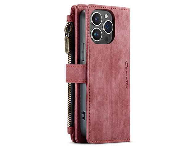 CaseMe Synthetic Leather Wallet Case with Zipper Pocket for iPhone 15 Pro Max - Blush