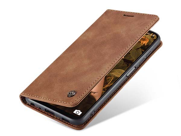 CaseMe Slim Synthetic Leather Wallet Case with Stand for Samsung Galaxy A13 5G - Tan Leather Wallet Case