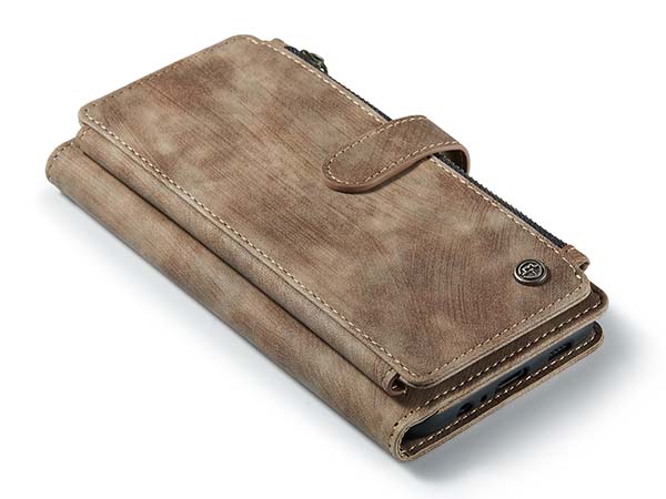 CaseMe Synthetic Leather Wallet Case with Zipper Pocket for Samsung Galaxy A13 5G - Desert Taupe