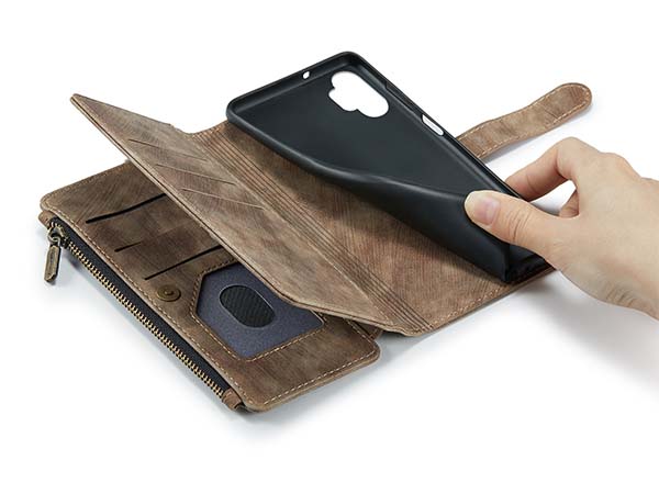 CaseMe Synthetic Leather Wallet Case with Zipper Pocket for Samsung Galaxy A13 5G - Desert Taupe