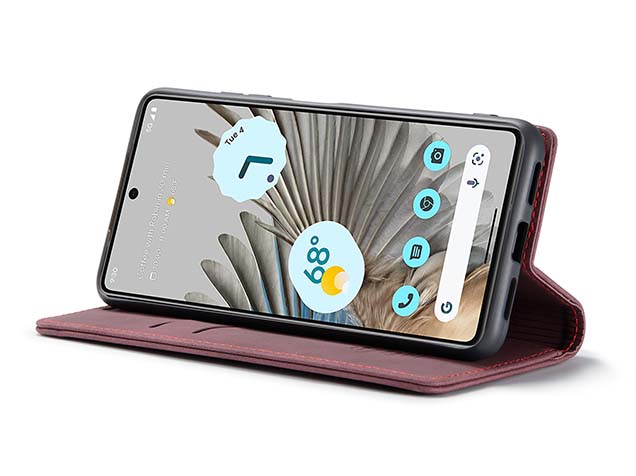 CaseMe Slim Synthetic Leather Wallet Case with Stand for Google Pixel 8 - Burgundy