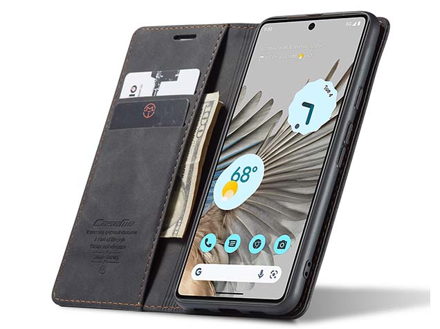 CaseMe Slim Synthetic Leather Wallet Case with Stand for Google Pixel 8 - Charcoal