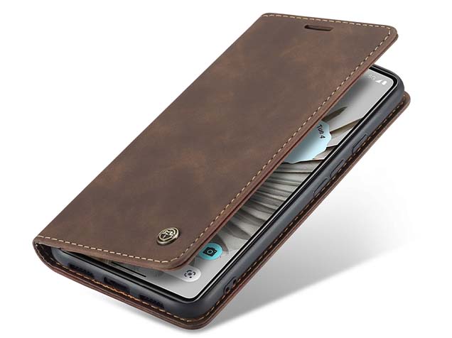 CaseMe Slim Synthetic Leather Wallet Case with Stand for Google Pixel 8 - Chocolate