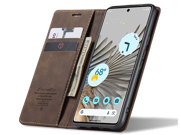 CaseMe Slim Synthetic Leather Wallet Case with Stand for Google Pixel 8 - Chocolate