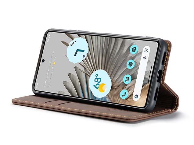 CaseMe Slim Synthetic Leather Wallet Case with Stand for Google Pixel 8 - Chocolate
