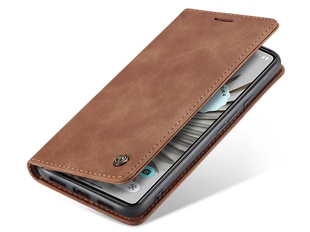 CaseMe Slim Synthetic Leather Wallet Case with Stand for Google Pixel 8 - Tan