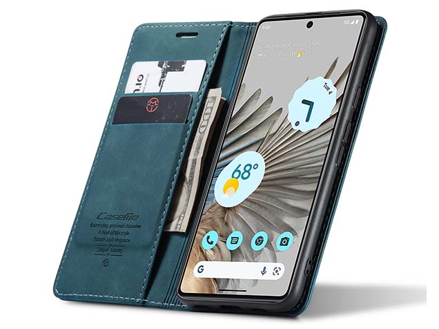 CaseMe Slim Synthetic Leather Wallet Case with Stand for Google Pixel 8 - Teal