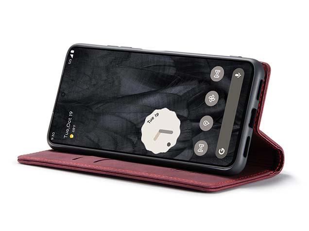 CaseMe Slim Synthetic Leather Wallet Case with Stand for Google Pixel 8 Pro - Burgundy