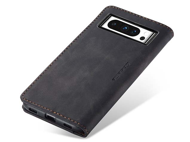 CaseMe Slim Synthetic Leather Wallet Case with Stand for Google Pixel 8 Pro - Charcoal