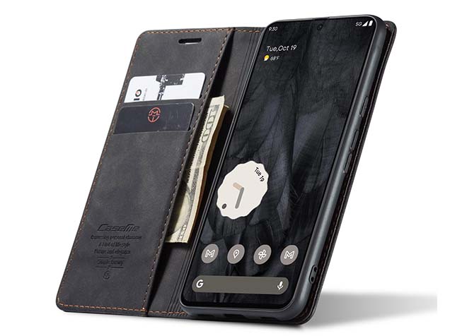 CaseMe Slim Synthetic Leather Wallet Case with Stand for Google Pixel 8 Pro - Charcoal