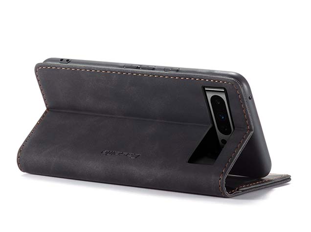 CaseMe Slim Synthetic Leather Wallet Case with Stand for Google Pixel 8 Pro - Charcoal