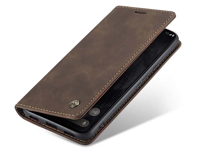 CaseMe Slim Synthetic Leather Wallet Case with Stand for Google Pixel 8 Pro - Chocolate Leather Wallet Case