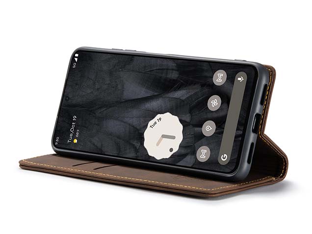 CaseMe Slim Synthetic Leather Wallet Case with Stand for Google Pixel 8 Pro - Chocolate