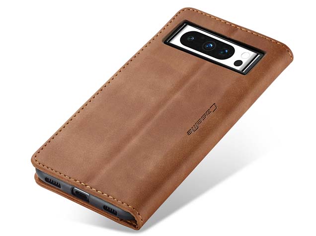 CaseMe Slim Synthetic Leather Wallet Case with Stand for Google Pixel 8 Pro - Tan