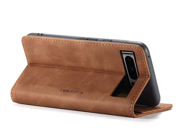 CaseMe Slim Synthetic Leather Wallet Case with Stand for Google Pixel 8 Pro - Tan