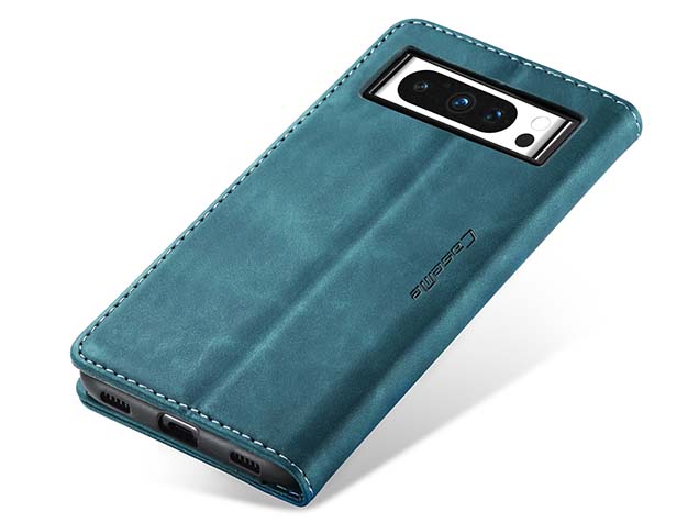 CaseMe Slim Synthetic Leather Wallet Case with Stand for Google Pixel 8 Pro - Teal