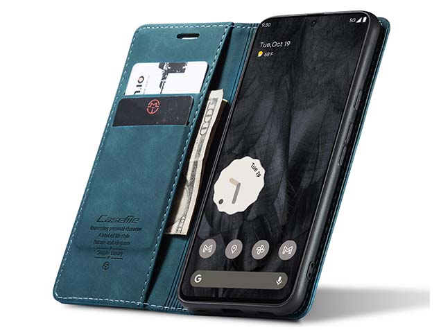CaseMe Slim Synthetic Leather Wallet Case with Stand for Google Pixel 8 Pro - Teal