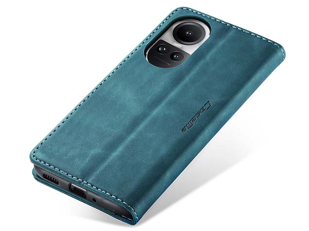 CaseMe Slim Synthetic Leather Wallet Case with Stand for OPPO Reno10 5G - Teal