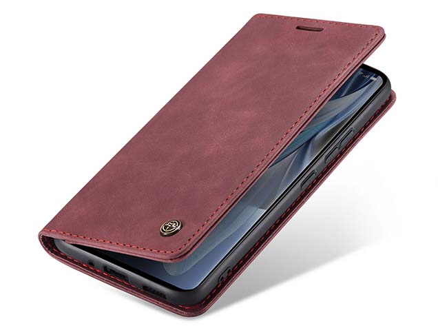 CaseMe Slim Synthetic Leather Wallet Case with Stand for OPPO Reno10 5G - Burgundy Leather Wallet Case
