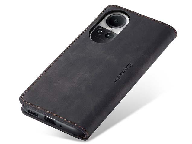CaseMe Slim Synthetic Leather Wallet Case with Stand for OPPO Reno10 5G - Charcoal