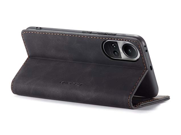 CaseMe Slim Synthetic Leather Wallet Case with Stand for OPPO Reno10 5G - Charcoal
