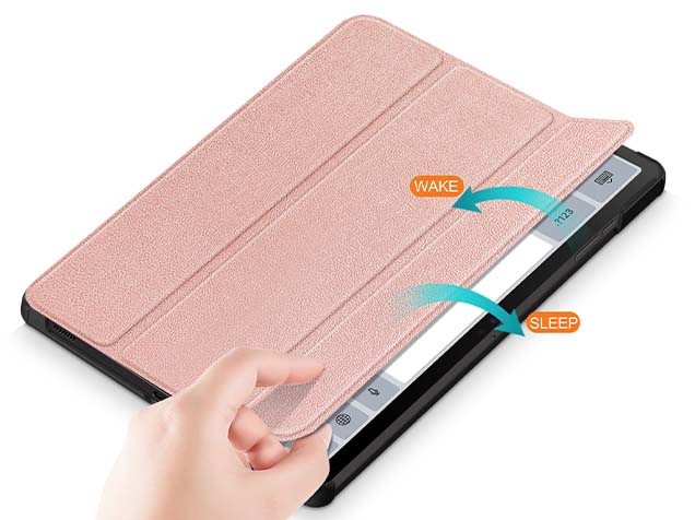 Slim Synthetic Leather Flip Case with Stand for Samsung Galaxy Tab S9 FE - Rose Gold