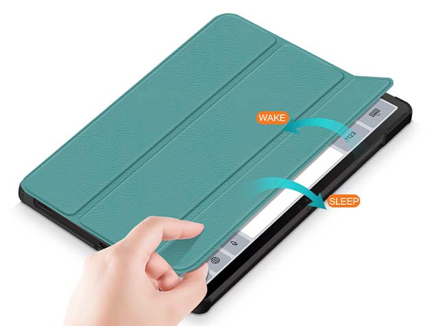 Slim Synthetic Leather Flip Case with Stand for Samsung Galaxy Tab S9 FE+ - Teal