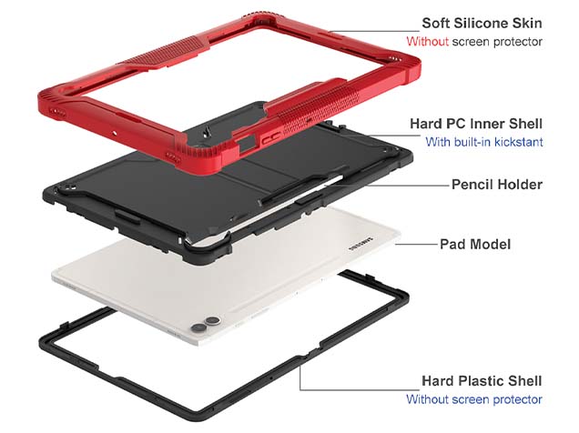 Impact Case for the Samsung Galaxy Tab S9 FE+ - Red/Black