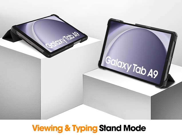 Premium Slim Synthetic Leather Flip Case with Stand for Samsung Galaxy Tab A9 8.7 inches - Black