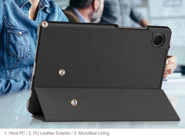 Premium Slim Synthetic Leather Flip Case with Stand for Samsung Galaxy Tab A9 8.7 inches - Black