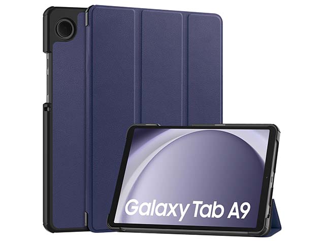 Premium Slim Synthetic Leather Flip Case with Stand for Samsung Galaxy Tab A9 8.7 inches - Midnight Blue Leather Flip Case