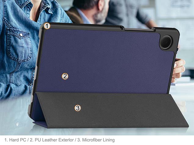 Premium Slim Synthetic Leather Flip Case with Stand for Samsung Galaxy Tab A9 8.7 inches - Midnight Blue