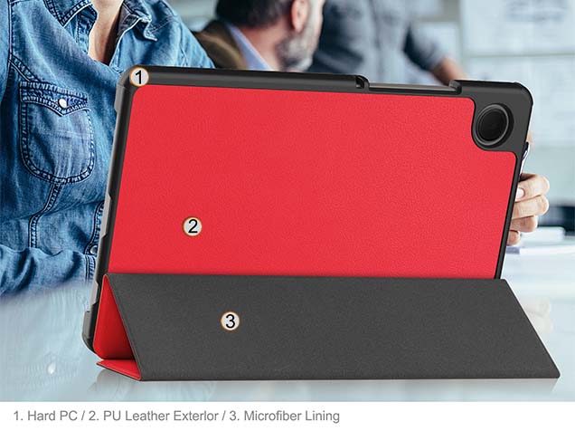 Premium Slim Synthetic Leather Flip Case with Stand for Samsung Galaxy Tab A9 8.7 inches - Red