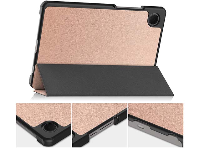 Premium Slim Synthetic Leather Flip Case with Stand for Samsung Galaxy Tab A9 8.7 inches - Rose Gold