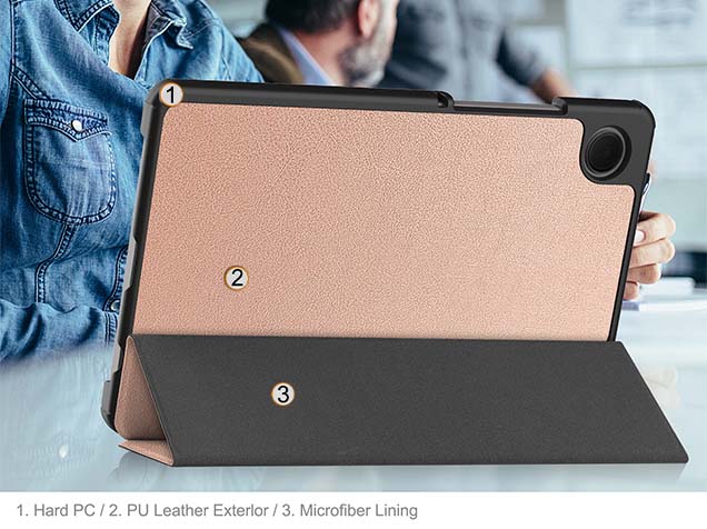 Premium Slim Synthetic Leather Flip Case with Stand for Samsung Galaxy Tab A9 8.7 inches - Rose Gold