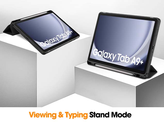 Premium Slim Synthetic Leather Flip Case with Stand for Samsung Galaxy Tab A9+ 11 inches - Black